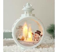 Lanterne de Noël vintage décorative de Noël sans flamme alimentée par piles pour un éclairage sûr et confortable pour les fêtes (bonhomme de neige blanc)
