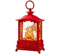 Lanterne décorative à LED pour le Nouvel An chinois avec motif de prospérité, lueur chaude et mélodies de vacances intégrées, décoration extérieure en plastique rouge pour maison et jardin (A)
