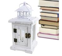 Lanterne décorative - Cheminée blanche chic - Bougeoir en bois - Pièces centrales de table rustique pour anniversaire de mariage - Personnaliser Les