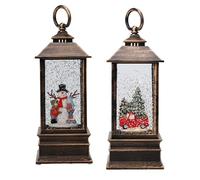 Lanterne décorative de Noël avec Eau et Paillettes avec lumières LED 9 x 9 x 22,5 cm