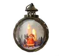 Lanterne décorative de Noël vintage avec bougie LED sans flamme pour centre de table pour intérieur ou extérieur (couleur bronze vieux)