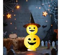 Lanterne décorative d'Halloween - 95 cm - LED - Avec piles - 2 modes - Pliable - Citrouille - Peut être montée sans outils - Décoration d'automne