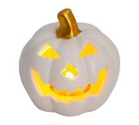 Lanterne décorative d'Halloween en céramique - Décoration de table d'Halloween - Citrouille - Photophore LED - Citrouille lumineuse - Ornements pour décoration d'automne - Extérieur - Table de jardin