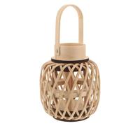 Lanterne Décorative en Bambou Tressée à Main, pour Bougies LED | Ouverture Centrale de 6cm, Structure Ajourée, Poignée Intégrée, Style Bohème Rustique
