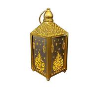 Lanterne décorative pour Ramadan, lanterne LED à suspendre pour l'Aïd Mubarak, lanterne de Ramadan, éclairage de vacances, veilleuse en fer forgé (or, L)