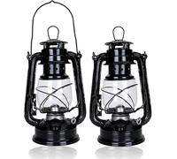 Lanterne d'écurie : lanterne tempête à pétrole nostalgique avec ampoule en verre, noire, 24 cm, lanterne d'écurie, lampe tempête, ignifuge (2 pièces)
