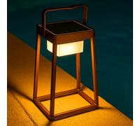 Lanterne solaire en aluminium revêtement effet bois LED blanc chaud VERONA H30cm