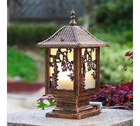 Lanterne d'extérieur avec Abat-Jour en Verre, lampadaire américain en Aluminium antirouille, Lampe de Pilier Antique Traditionnelle Vintage, Lampe de Pilier de Parc, Villa, Cour, Porte, Colonne,