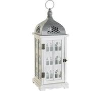 Lanterne DKD Home Decor Finition antique Blanc Gris Bois Cristal Méditerranéen 19 x 19 x 51 cm