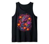 Lanterne Dragon Coloré Fleurs Japonaises Art Floral Débardeur