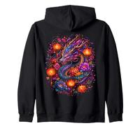 Lanterne Dragon Coloré Fleurs Japonaises Art Floral Sweat à Capuche