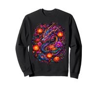 Lanterne Dragon Coloré Fleurs Japonaises Art Floral Sweatshirt
