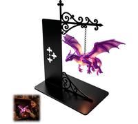 Lanterne dragon pour bibliothèque - Mini veilleuse LED en fer ambrée chaude - Éclairage décoratif de table pour passionné fantasy