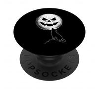 Lanterne effrayante Jack O Lantern Loup Hurlant Halloween PopSockets PopGrip Adhésif
