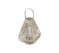 ECD Germany Lanterne en Bambou 42,5 cm, Photophore Naturel avec Poignée et Insert en Verre, Style bohème pour Jardin ou Salon, Porte-Bougie Tressé Décoratif Extérieur Intérieur, Ambiance Chaleureuse
