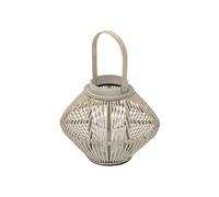 ECD Germany Lanterne en Bambou 42 cm, Photophore Naturel avec Poignée et Insert en Verre, Style bohème pour Jardin ou Salon, Porte-Bougie Tressé Décoratif Extérieur Intérieur, Ambiance Chaleureuse