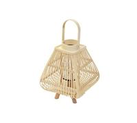 ECD Germany Lanterne en Bambou 45.5 cm, Photophore Naturel avec Poignée et Insert en Verre, Style bohème pour Jardin ou Salon, Porte-Bougie Tressé Décoratif Extérieur Intérieur, Ambiance Chaleureuse