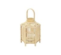 ECD Germany Lanterne en Bambou 45 cm, Photophore Naturel avec Poignée et Insert en Verre, Style bohème pour Jardin ou Salon, Porte-Bougie Tressé Décoratif Extérieur Intérieur, Ambiance Chaleureuse