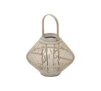 ECD Germany Lanterne en Bambou 47 cm, Photophore Naturel avec Poignée et Insert en Verre, Style bohème pour Jardin ou Salon, Porte-Bougie Tressé Décoratif Extérieur Intérieur, Ambiance Chaleureuse