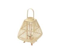 ECD Germany Lanterne en Bambou 55.5 cm, Photophore Naturel avec Poignée et Insert en Verre, Style bohème pour Jardin ou Salon, Porte-Bougie Tressé Décoratif Extérieur Intérieur, Ambiance Chaleureuse
