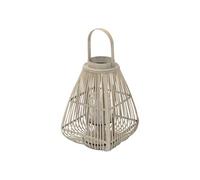 ECD Germany Lanterne en Bambou 55 cm, Photophore Naturel avec Poignée et Insert en Verre, Style bohème pour Jardin ou Salon, Porte-Bougie Tressé Décoratif Extérieur Intérieur, Ambiance Chaleureuse