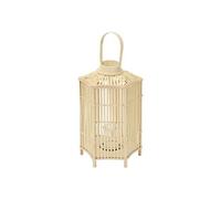 ECD Germany Lanterne en Bambou 60 cm, Photophore Naturel avec Poignée et Insert en Verre, Style bohème pour Jardin ou Salon, Porte-Bougie Tressé Décoratif Extérieur Intérieur, Ambiance Chaleureuse