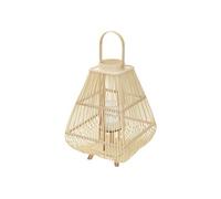 ECD Germany Lanterne en Bambou 63.5 cm, Photophore Naturel avec Poignée et Insert en Verre, Style bohème pour Jardin ou Salon, Porte-Bougie Tressé Décoratif Extérieur Intérieur, Ambiance Chaleureuse