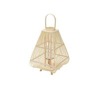 ECD Germany Lanterne en Bambou 73.5 cm, Photophore Naturel avec Poignée et Insert en Verre, Style bohème pour Jardin ou Salon, Porte-Bougie Tressé Décoratif Extérieur Intérieur, Ambiance Chaleureuse