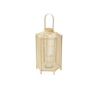 Lanterne en Bambou 75 cm, Photophore Naturel avec Poignée et Insert en Verre,