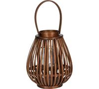 Lanterne en bambou avec écran en verre 23 cm x 27 cm marron style moderne