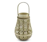 Lanterne en bambou avec verre à bougie - 46 x 23 cm - Photophore en bois avec arceau à suspendre - Bougeoir décoratif à suspendre pour l'intérieur, le jardin, le balcon
