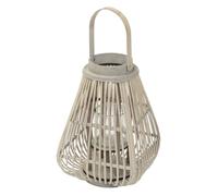 Lanterne en Bambou 50 cm, Photophore Naturel avec Poignée et Insert en Verre,