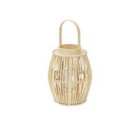 ECD Germany Lanterne en Bambou H 44 cm, Photophore Naturel avec Poignée et Insert en Verre, Style bohème pour Jardin ou Salon, Porte-Bougie Tressé Décoratif Extérieur Intérieur, Ambiance Chaleureuse