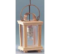 Lanterne en bois FADEDA avec couvercle en cuivre et anse en cuivre l'insert est transparent, LxlxH en mm : 25x25x75. Pour crèches, miniatures, hobby et modélisme, accessoires pour maisons de poupées e