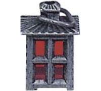 Lanterne en étain FADEDA LED avec étrier et insert rouge, LxlxH en mm : 10x10x20. Pour les crèches, les miniatures, les loisirs et le modélisme, les accessoires de maisons de poupées et les trains min