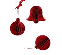 Lanterne en forme de boule d'origami 3D décorative à suspendre en papier fantaisiste pour motif nid d'abeille, ambiance festive, facile à accrocher, rouge, lot multiple pour (b)