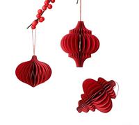 Lanterne en forme de boule origami 3D - Décoration pour le Nouvel An, festival du printemps - Occasions festives - Décoration en papier durable à suspendre - Rouge (C)