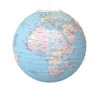 Lanterne en forme de carte du globe du monde - Abat-jour en métal bleu à suspendre de 30 cm, décoration éducative sur le thème de la géographie, décoration de la terre pour salle de classe | Fête de
