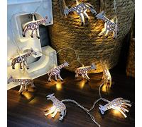 Lanterne en Métal Animaux Guirlande Lumineuse - LED Blanches Chaudes - Lampe Féerique à Commande USB Lumières Festives (10LED, Girafe)