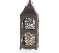 Lanterne en métal avec ornements incl. bougie LED - brun foncé - Modèle : 44 cm (petit)