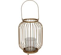 Lanterne en métal BURI avec insert en verre Porte-bougie Lanterne en verre Bougeoir Lampe à suspendre, Couleur:Or