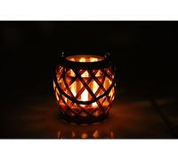 Lanterne en osier D15cm H14cm avec insert en verre Photophore Chandelier