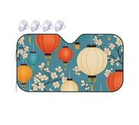 Lanterne en Papier Imprimée Voiture Couverture Pare Brise Universelle Pare-Soleil Pliable Voiture Housses De Soleils pour Voitures Berlines SUV 76x140cm