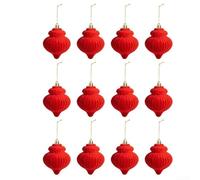 Lanterne en peluche pour décoration de vacances, boules de sapin de Noël douces pour ajouter de la gaieté et une touche festive (rouge)