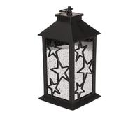 Lanterne en plastique Stars avec LED scintillante et fenêtre en métal pour 3 micro piles AAA avec minuteur