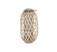 Lanterne en Rotin 50xØ 28 cm avec Poignée, en Bois Naturel Gris/Marron et
