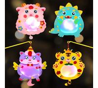 Lanterne Enfant, Lanterne Saint Martin Avec Bâton, Lampion Animaux, Kit Créatif pour Lanternes pour Enfants, Kit de Décoration pour Garçons Et Filles (Vert)