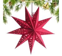 Lanterne Étoile En Papier,Suspension Décorative en Abat-jour Creux à Neuf Pointes - Couverture de Lanterne Étoile de Noël - Pour La Chambre Des Le Camping Le Noël L'Extérieur Le Plafond La Pièce Intér