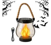 Lanterne extérieure - Lanternes solaires extérieures à accrocher, lanternes solaires d'Esternno Grandi | Décoration d'Halloween Treuler Flame USB Garden rechargeable pour balcon gazebo cortile