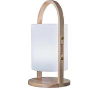Lanterne extérieure LED Woody - LUMISKY - Blanc - Design scandinave - Poignée en bois naturel - Autonomie 10h